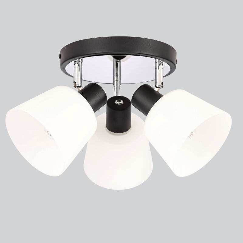 Lampa sufitowa BILOBA plafon biało-czarna 3x40W E14 białe klosze szklane nowoczesne oświetlenie do salonu sypialni kuchni korytarza przedpokoju 98-49087