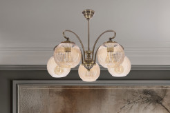 Lampa wisząca TORES stare złoto 5x60W E27  klasyczna oprawa sufitowa do salonu jadalni i sypialni 35-48318