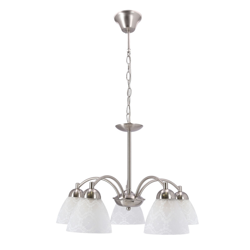 Lampa wisząca CAVALLO srebrna 5x60W E27  klasyczna oprawa do salonu i jadalni 35-48349