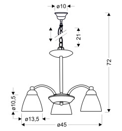 Lampa wisząca CAVALLO srebrna 3x60W E27  klasyczna oprawa sufitowa do salonu jadalni sypialni 33-48332