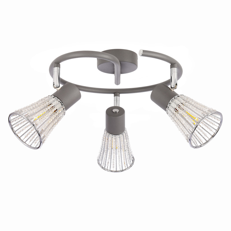 Lampa sufitowa spirala CURTIS szara 3x40W E14  nowoczesna oprawa oświetleniowa do salonu sypialni przedpokoju 98-48271