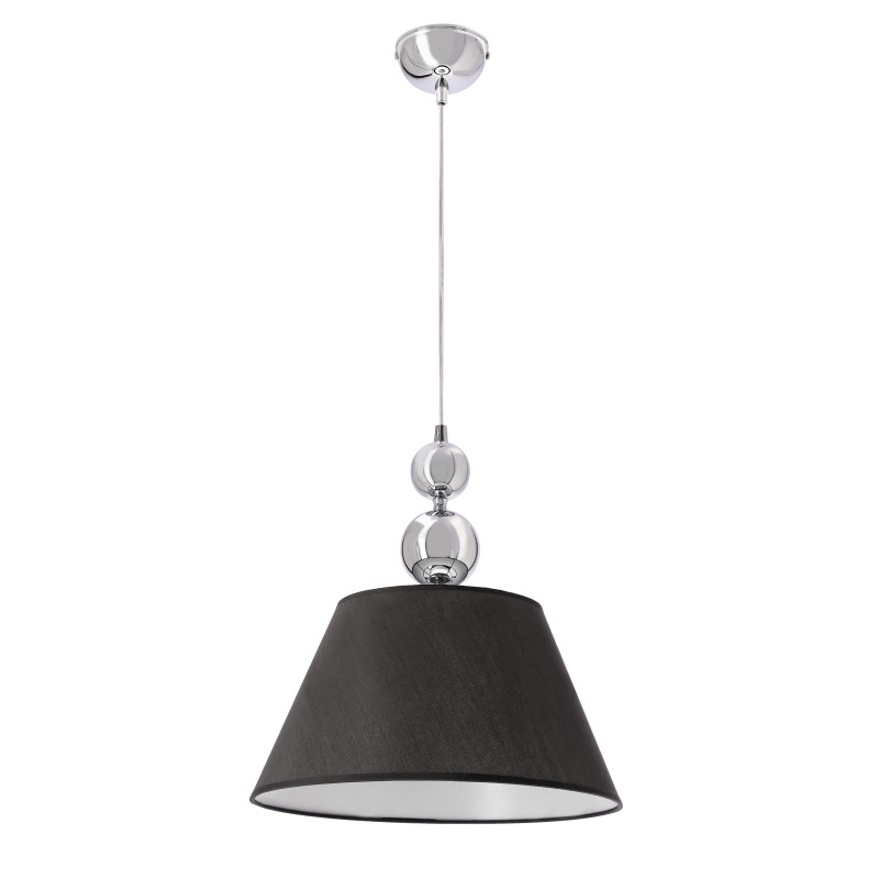 Lampa wisząca ARAL chromowa E27 1x60W z czarnym abażurem nowoczesna do salonu sypialni kuchni jadalni eleganckie oświetlenie sufitowe 31-47632