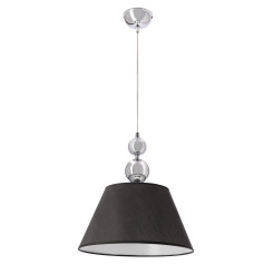 Lampa wisząca ARAL chromowa E27 1x60W z czarnym abażurem nowoczesna do salonu sypialni kuchni jadalni eleganckie oświetlenie sufitowe 31-47632