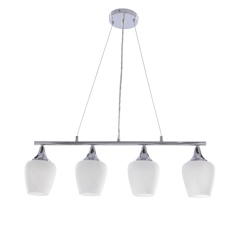 ELECTRA lampa wisząca chromowa 4x60W E27 białe klosze nowoczesna lampa sufitowa do salonu jadalni kuchni efektowny design 34-47021