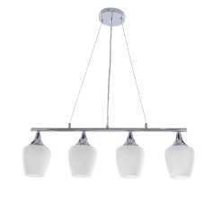 ELECTRA lampa wisząca chromowa 4x60W E27 białe klosze nowoczesna lampa sufitowa do salonu jadalni kuchni efektowny design 34-47021