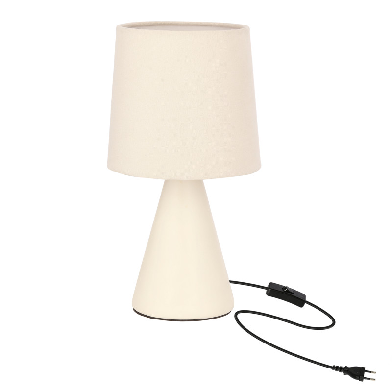 SATTI lampka stołowa beżowa ceramiczna z abażurem E14 1x40W klasyczna elegancka dekoracyjna do salonu sypialni biura 41-34557
