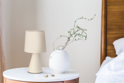 SATTI lampka stołowa beżowa ceramiczna z abażurem E14 1x40W klasyczna elegancka dekoracyjna do salonu sypialni biura 41-34557