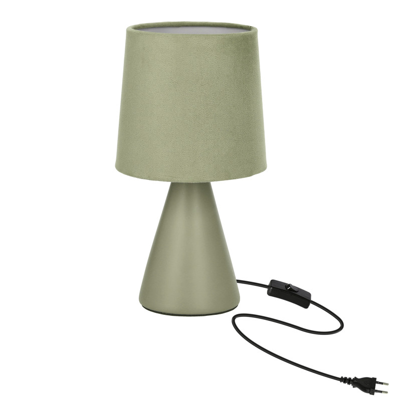 SATTI lampka stołowa szarozielona ceramiczna z abażurem E14 1x40W elegancka dekoracyjna do salonu sypialni gabinetu klasyczny styl 41-34564
