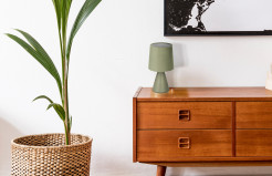 SATTI lampka stołowa szarozielona ceramiczna z abażurem E14 1x40W elegancka dekoracyjna do salonu sypialni gabinetu klasyczny styl 41-34564