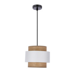 Forni lampa wisząca sufitowa 1x40W E27 czarna oprawa abażur biały i orzechowy do salonu sypialni jadalni nowoczesna klasyczna 31-18243