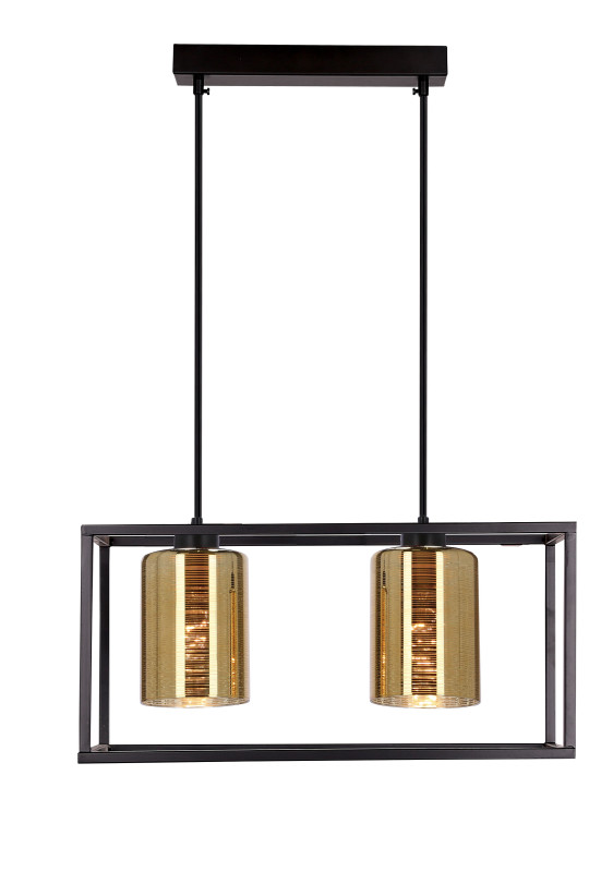 Lampa wisząca LURI 2x40W E27 czarna ze złotymi kloszami, nowoczesna oprawa sufitowa do salonu i kuchni, loftowy styl, elegancki minimalizm 32-47878