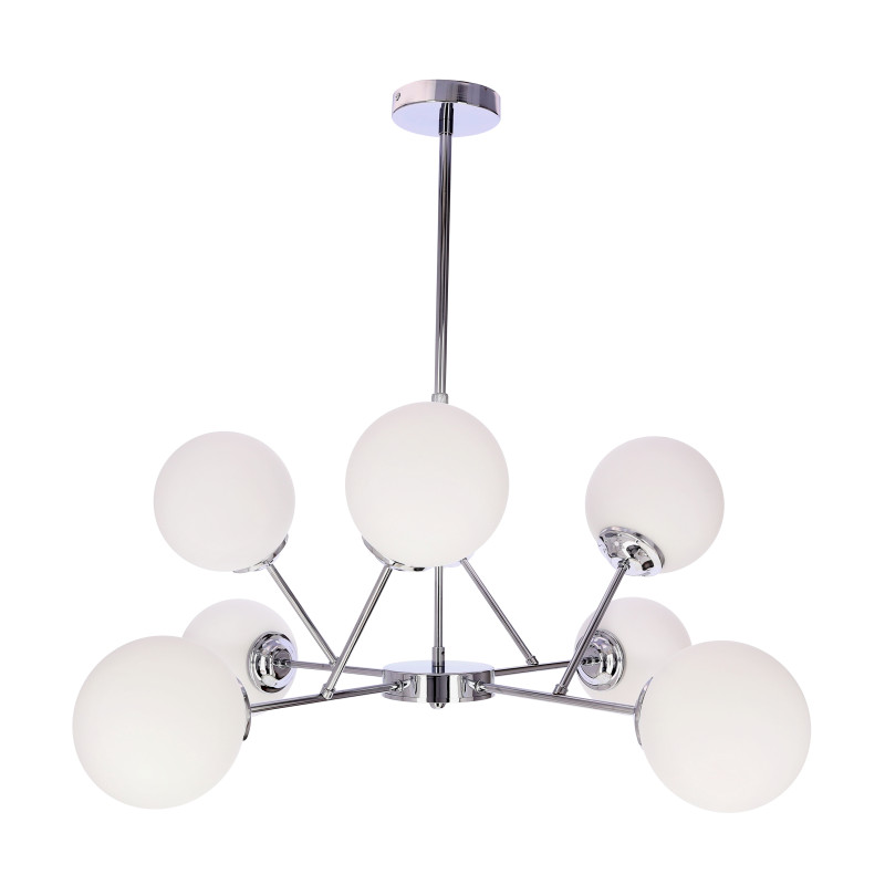 BELWEDER lampa wisząca sufitowa 8x40W E14 chromowana oprawa biały klosz elegancka klasyczna do salonu jadalni sypialni żyrandol błyszczący 38-39866