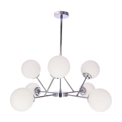 BELWEDER lampa wisząca sufitowa 8x40W E14 chromowana oprawa biały klosz elegancka klasyczna do salonu jadalni sypialni żyrandol błyszczący 38-39866