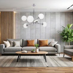 BELWEDER lampa wisząca sufitowa 6x40W E14 chromowana oprawa biały klosz elegancka klasyczna do salonu sypialni jadalni żyrandol styl glamour 36-39842