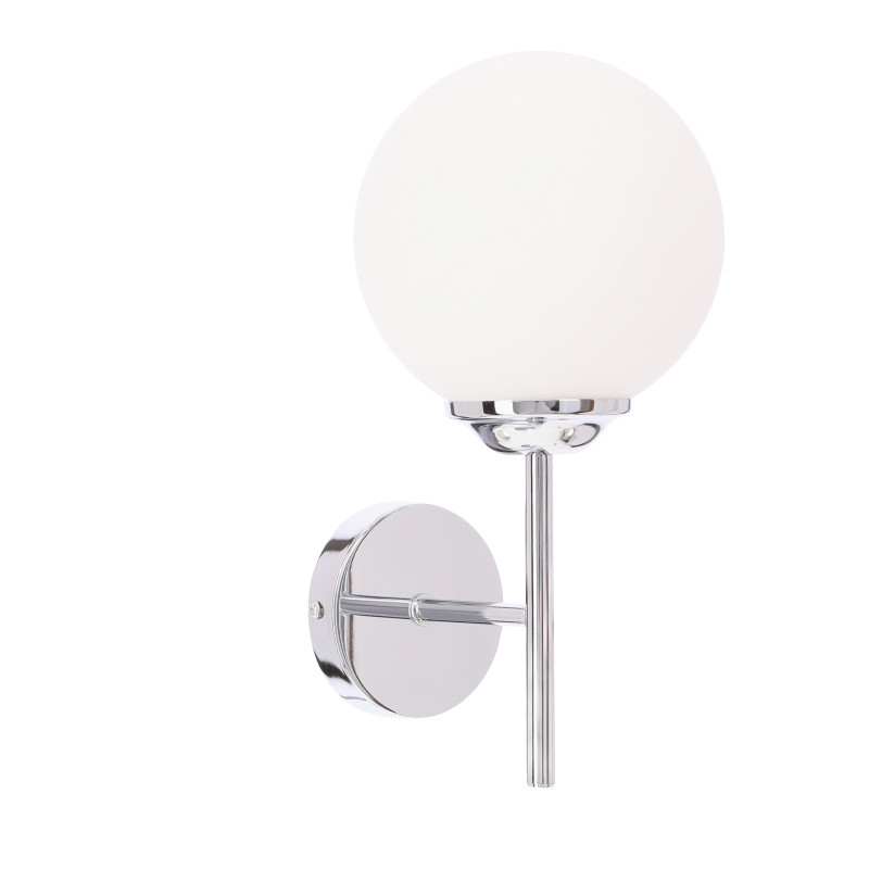BELWEDER kinkiet ścienny 1x40W E14 chromowana oprawa biały klosz elegancki klasyczny styl glamour do salonu sypialni korytarza nad lustro 21-39811