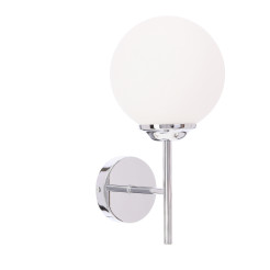 BELWEDER kinkiet ścienny 1x40W E14 chromowana oprawa biały klosz elegancki klasyczny styl glamour do salonu sypialni korytarza nad lustro 21-39811