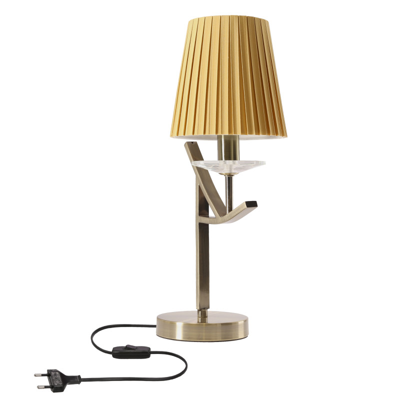 VITORIA lampa stołowa dekoracyjna 1x40W E14 patynowa podstawa miodowy abażur klasyczna elegancka do salonu sypialni gabinetu stolika komody 41-44891