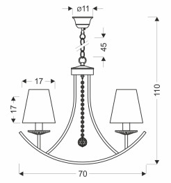 VITORIA lampa wisząca sufitowa 4x40W E14 patynowa oprawa miodowe abażury klasyczna elegancka do salonu jadalni sypialni vintage styl rustykalny 34-44884