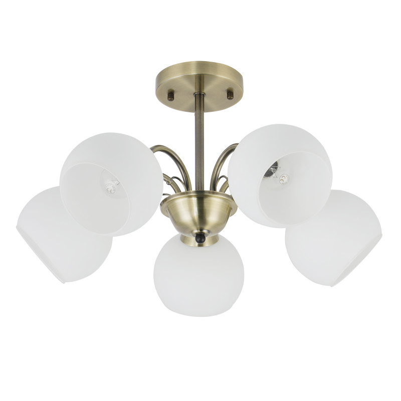 NESTOR Lampa wisząca patynowy 5x40W E27 klosz biały 35-34960
