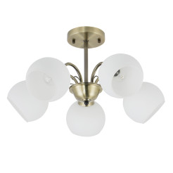 NESTOR Lampa wisząca patynowy 5x40W E27 klosz biały 35-34960
