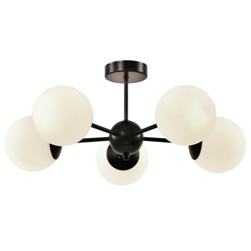 Calari lampa wisząca 5x40W E14 czarna z białymi kloszami elegancka klasyczna oprawa oświetleniowa do salonu jadalni kuchni sypialni styl retro 35-37466