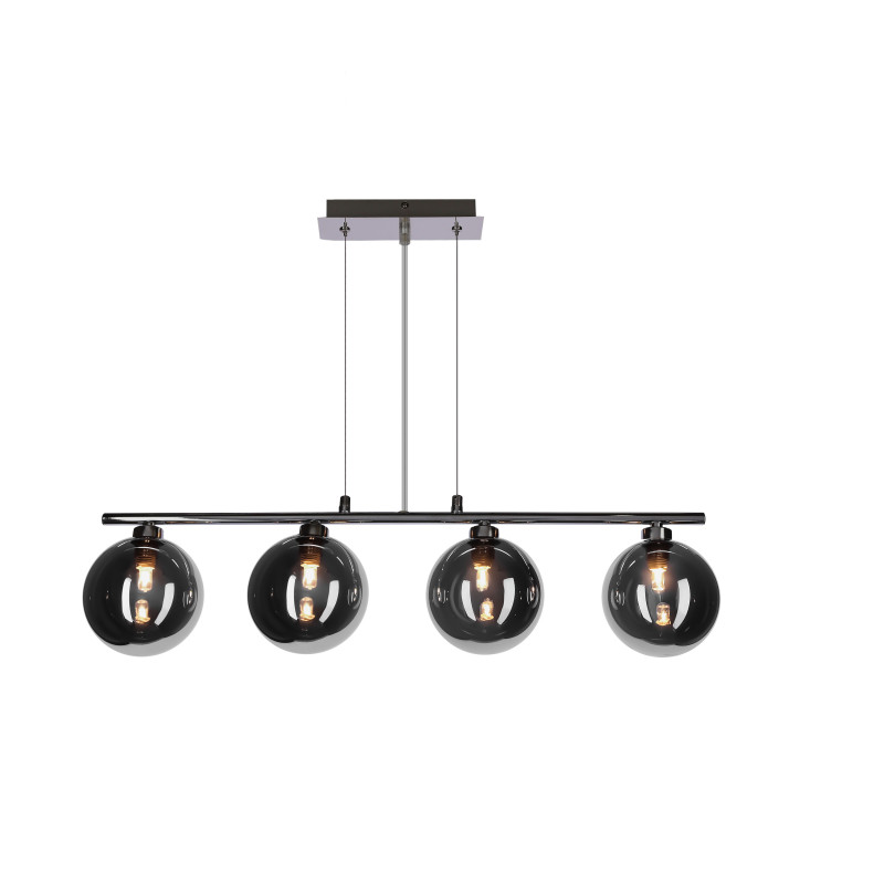 SOMUL lampa wisząca 4x20W G9 chrom klosze szklane 12 cm grafitowe nowoczesna elegancka oprawa oświetleniowa salon jadalnia kuchnia glamour 34-44259