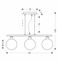 SOMUL lampa wisząca 3x20W G9 chrom klosze szklane 12 cm grafitowe nowoczesna elegancka oprawa oświetleniowa salon jadalnia kuchnia 33-44242