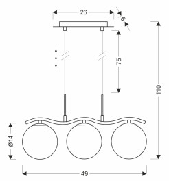 LUMOS lampa wisząca 3x20W G9 chrom klosze szklane 14 cm grafitowe nowoczesna elegancka oprawa oświetleniowa salon jadalnia kuchnia glamour 33-44235