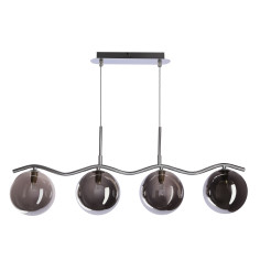 LUMOS lampa wisząca 4x20W G9 chrom klosze szklane  grafitowe nowoczesna elegancka oprawa oświetleniowa salon jadalnia sypialnia glamour 34-44266