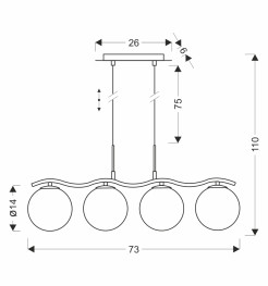 LUMOS lampa wisząca 4x20W G9 chrom klosze szklane  grafitowe nowoczesna elegancka oprawa oświetleniowa salon jadalnia sypialnia glamour 34-44266