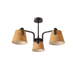 Milbury lampa sufitowa plafon 3x40W E14 czarny metal abażury tkanina żółte nowoczesna oprawa oświetleniowa salon sypialnia przedpokój 33-44525