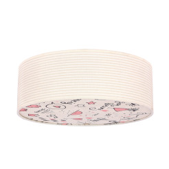 KIDDY lampa sufitowa plafon 38 cm 2x40W E27 biały abażur tkanina paski beżowe dziecięca oprawa oświetleniowa pokój dziecka uniwersalna 31-38876