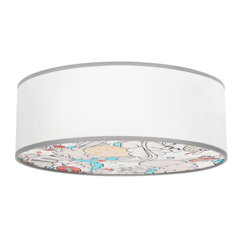 KIDDY lampa sufitowa plafon 38 cm 2x40W E27 biały abażur tkanina z szarą oblamówką dziecięca oprawa oświetleniowa pokój dziecka klasyczna 31-38869