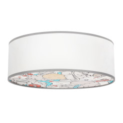 KIDDY lampa sufitowa plafon 38 cm 2x40W E27 biały abażur tkanina z szarą oblamówką dziecięca oprawa oświetleniowa pokój dziecka klasyczna 31-38869