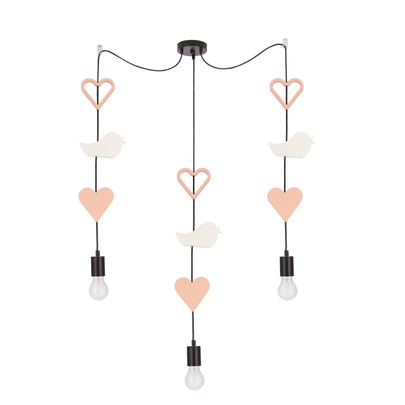 Trio hhh p lampa wisząca czarny 3x20W E27 iq kids różowy+biały 33-28488