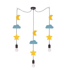 Trio sss p lampa wisząca czarny 3x20W E27 iq kids złoty+niebieski 33-28471