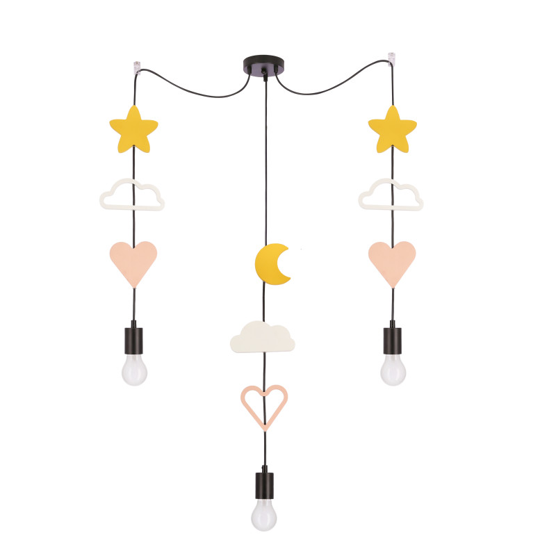 Trio hcsm p lampa wisząca czarny 3x20W E27 iq kids różowy+biały+złoty 33-27542