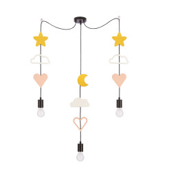 Trio hcsm p lampa wisząca czarny 3x20W E27 iq kids różowy+biały+złoty 33-27542