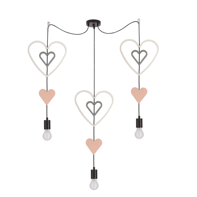 Trio hhh p lampa wisząca czarny 3x20W E27 iq kids biały+różowy+szary 33-27535