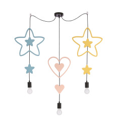 Trio shs p lampa wisząca czarny 3x20W E27 iq kids złoty+różowy+niebieski 33-27511
