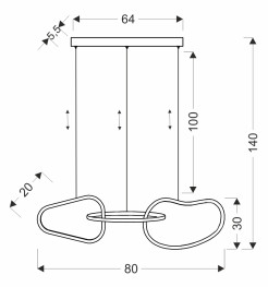 Lampa wisząca ANNELI elegancka – złota nieregularna forma 125 cm – designerska lampa salonu i jadalni LED 3000K 33-35639