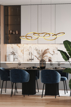 Lampa wisząca ANNELI elegancka  – złota nieregularna forma 80 cm – designerska lampa salonu i jadalni LED 3000K 34-35646