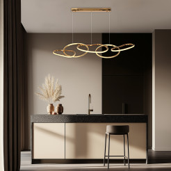 Lampa wisząca ANNELI elegancka  – złota nieregularna forma 80 cm – designerska lampa salonu i jadalni LED 3000K 34-35646