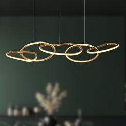 Lampa wisząca ANNELI elegancka  – złota nieregularna forma 80 cm – designerska lampa salonu i jadalni LED 3000K 34-35646