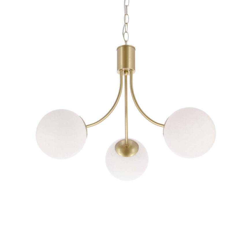 Lampa wisząca Dani złota 3x40W E14 – elegancka oprawa z białym kloszem do salonu i jadalni 33-47779