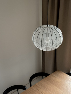 MELLOW lampa wisząca czarny 1x40W E27 abażur mist 52 biały kula 31-41951