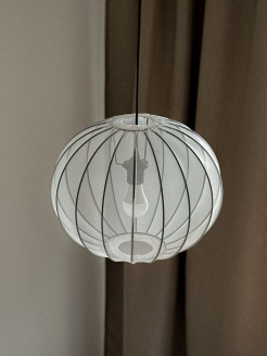 MELLOW lampa wisząca czarny 1x40W E27 abażur mist 52 biały kula 31-41951
