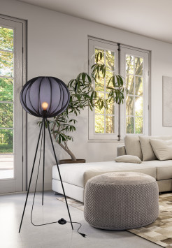 MELLOW lampa podłogowa czarny 1x40W E27 abażur mist 52 czarny kula 51-41944