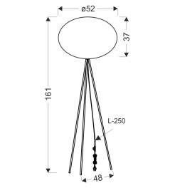 MELLOW lampa podłogowa czarny 1x40W E27 abażur mist 52 czarny kula 51-41944
