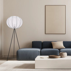 MELLOW lampa pod³ogowa czarny 1x40W E27 aba¿ur mist 52 bia³y kula 51-40879